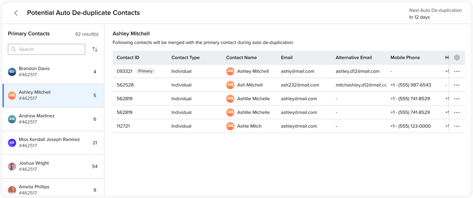 Auto Deduplicate Contacts