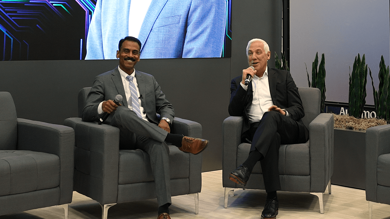 Tekion CEO Jay Vijayan and David Spisak discussing the future of automotive cloud technology at NADA