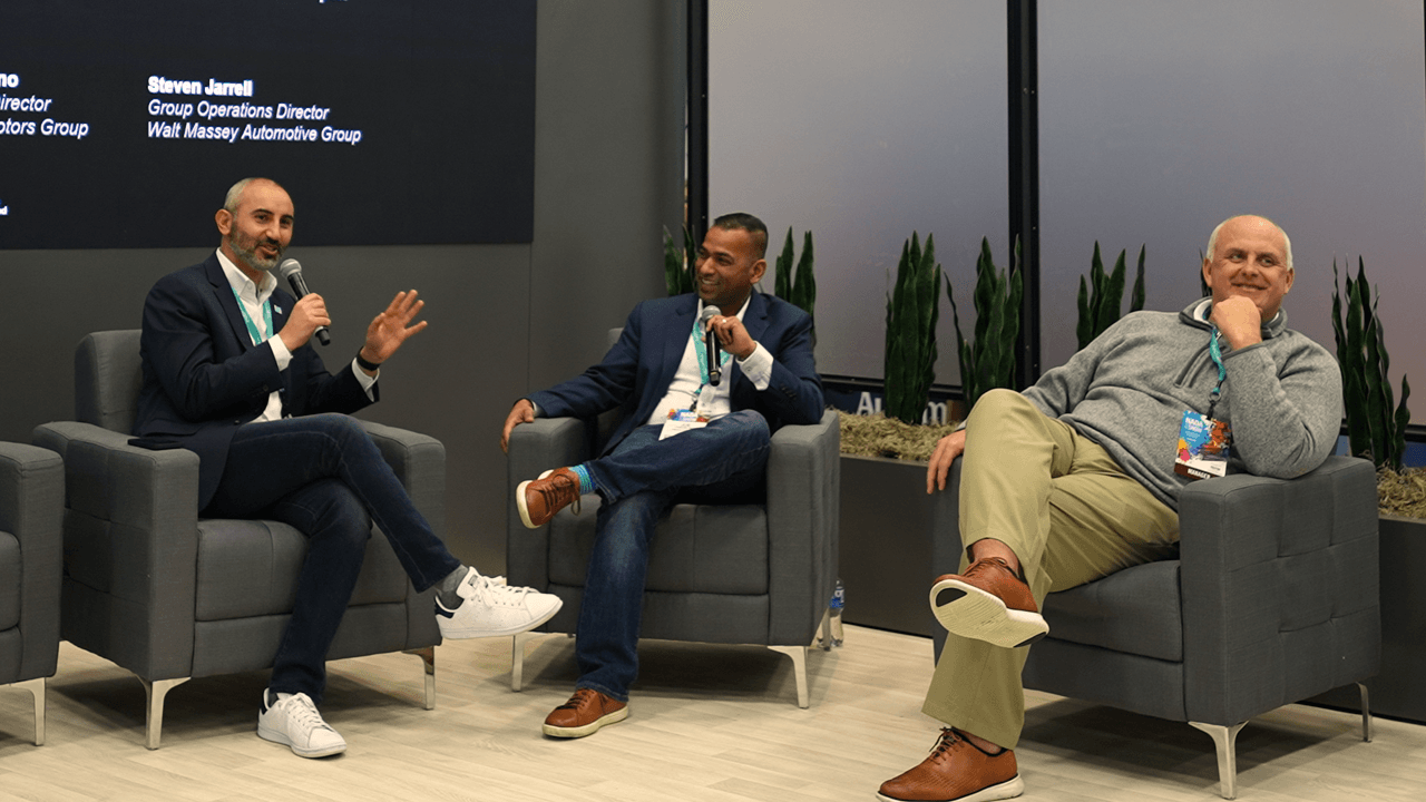 Tekion SVP Pedram Faed discussing strategies for bridging the revenue gap in automotive retail with Joe Castinlino and Steven Jarrel