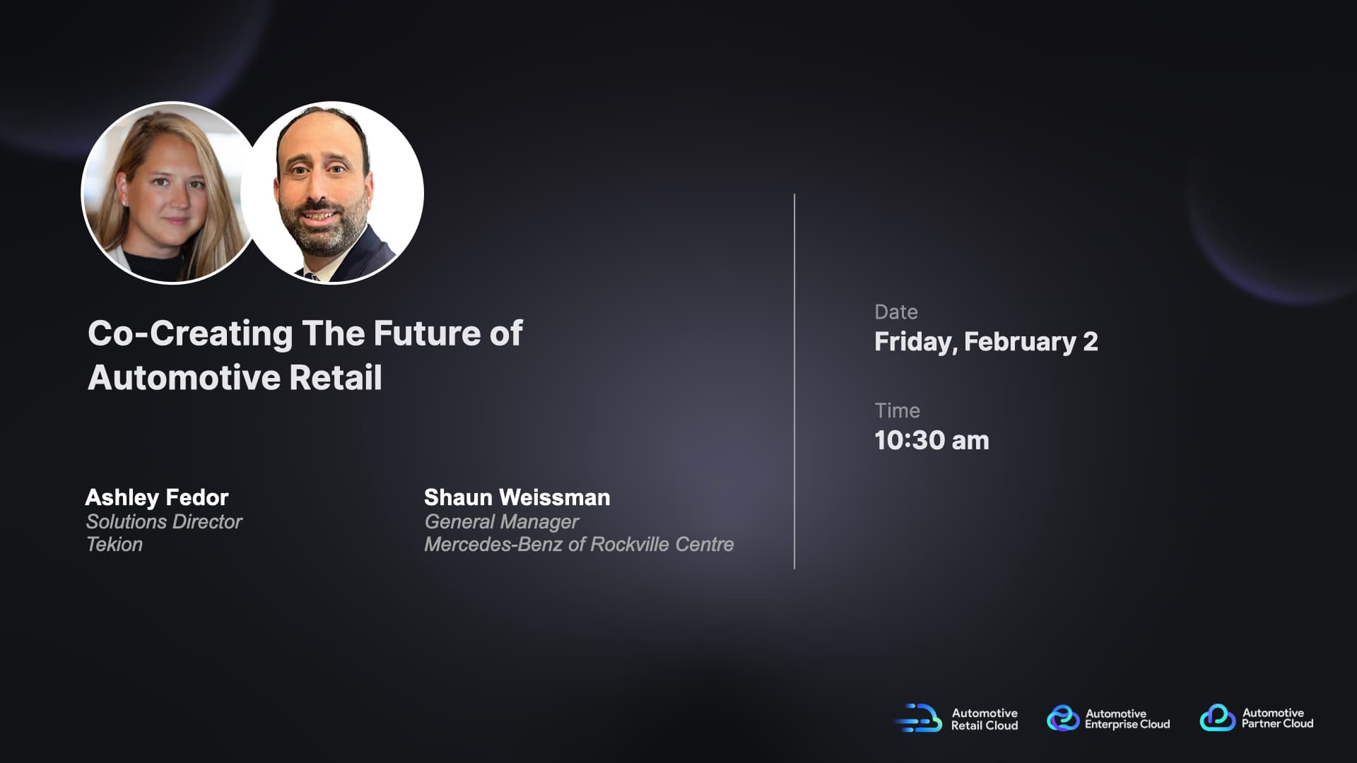 NADA title slide featuring Tekion’s vision for co-creating the future of automotive retail with cloud-native technology