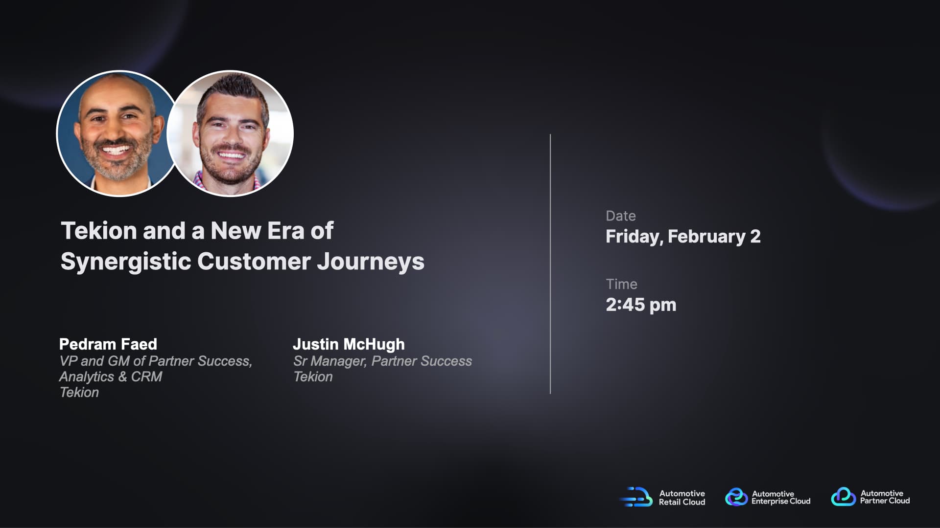 NADA title slide highlighting Tekion’s vision for a new era of synergistic customer journeys in the automotive retail space