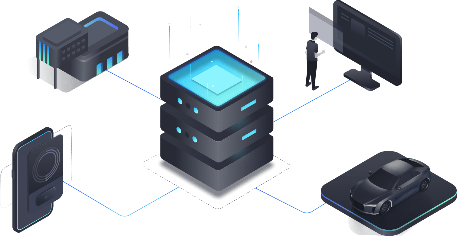 Tekion icons representing connected dealership solutions across all departments, optimizing dealership operations with cloud technology
