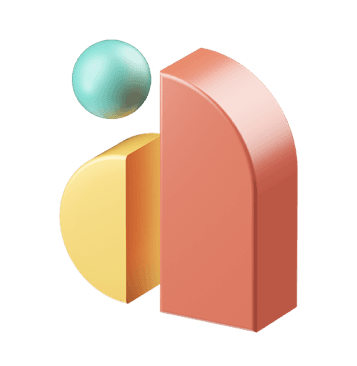 A 3D rendering of a stack of two blocks with a circle block hovering above representing having fun